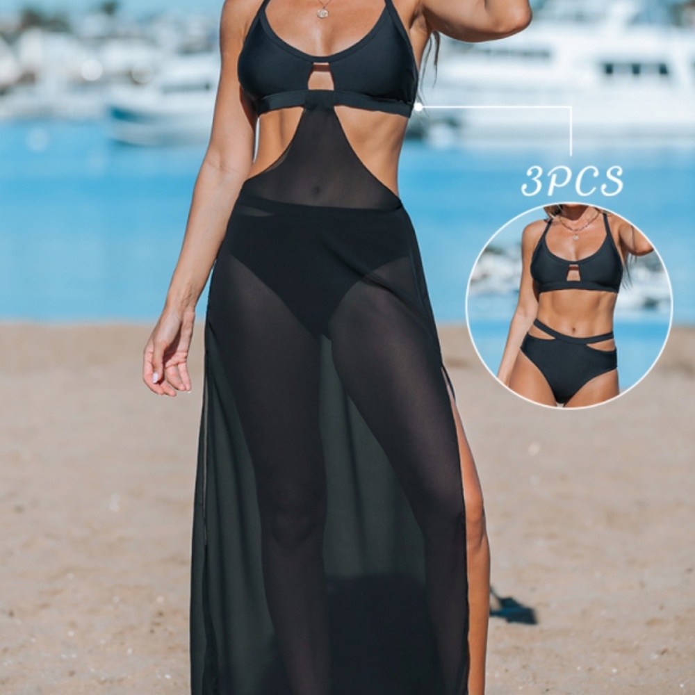 NEW POPVIL 3 PIECE BIKINI COVERUP SET